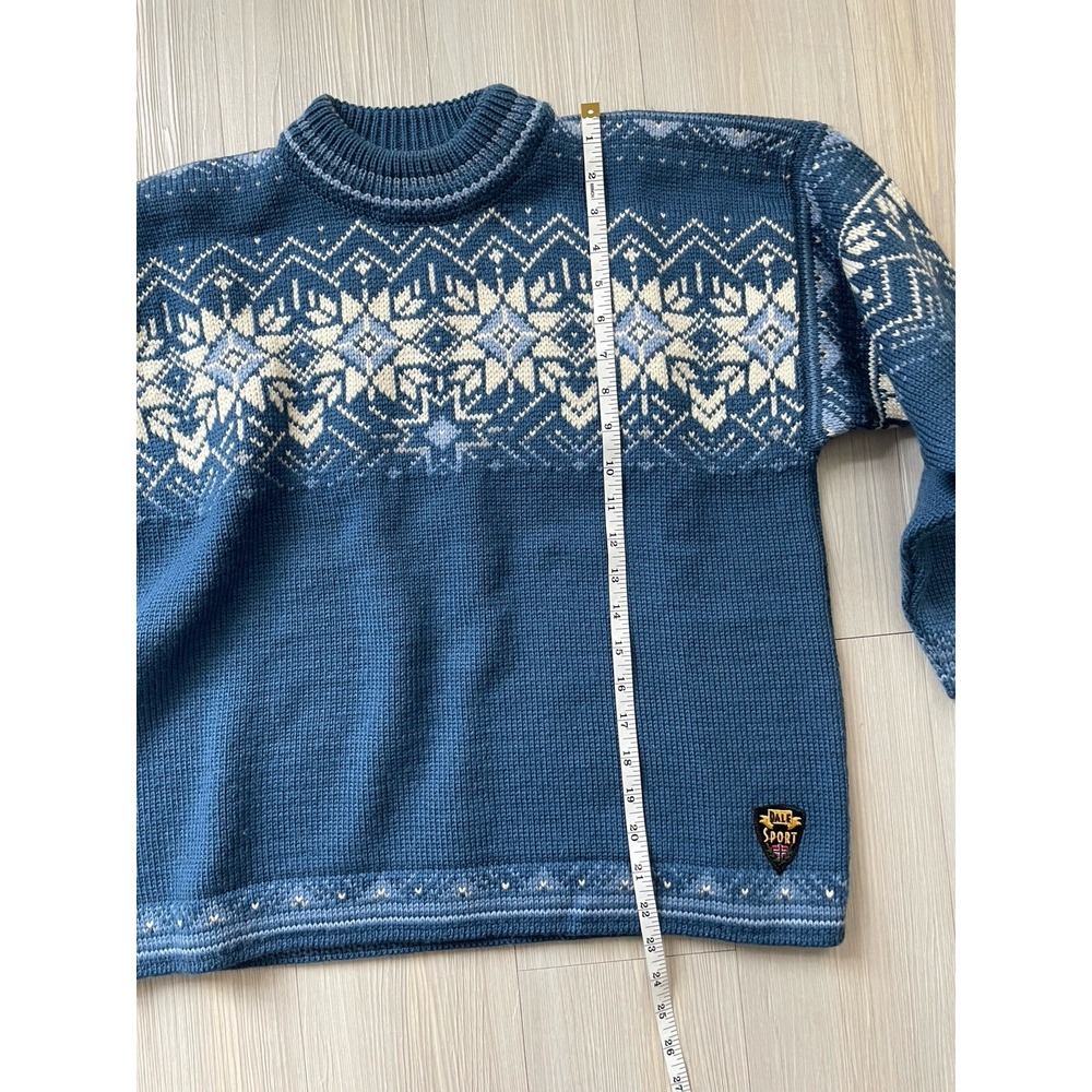 Dale of Norway Women's VTG Blue Wool Knit Fair Isle Sweater Size S Ski Lodge - Picture 6 of 7